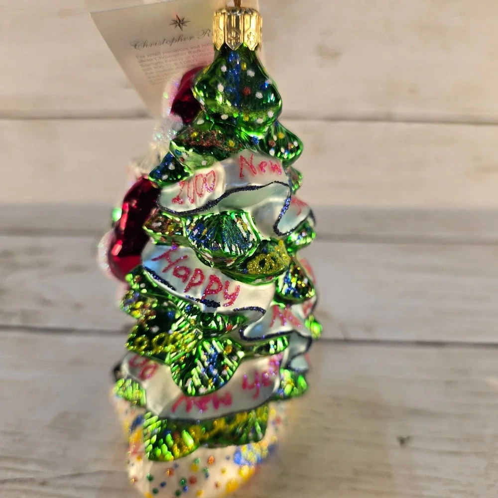 Christopher‎ Radko Year 2000 Millennium Santa Glass Ornament Happy New Year Tree